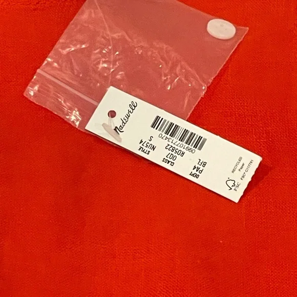 nwt madewell mini shift Sleeveless Red Dress linen bright flame small - Picture 10 of 13